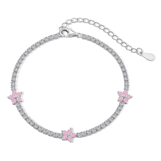 [Luxery Jewelry]Sparkling Flower Shape Tennis Bracelet