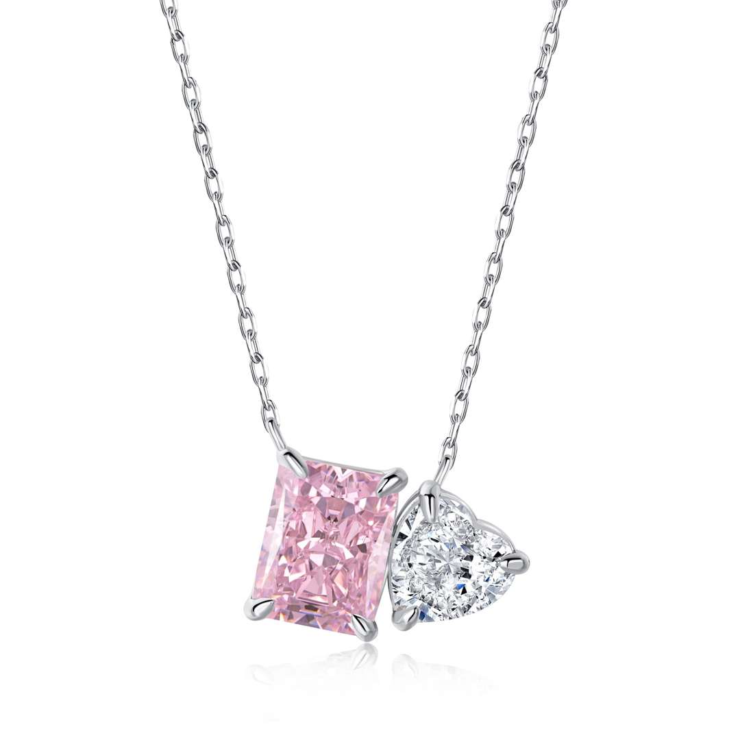 [Luxery Jewelry]Dazzling Square & Heart Shape Necklace