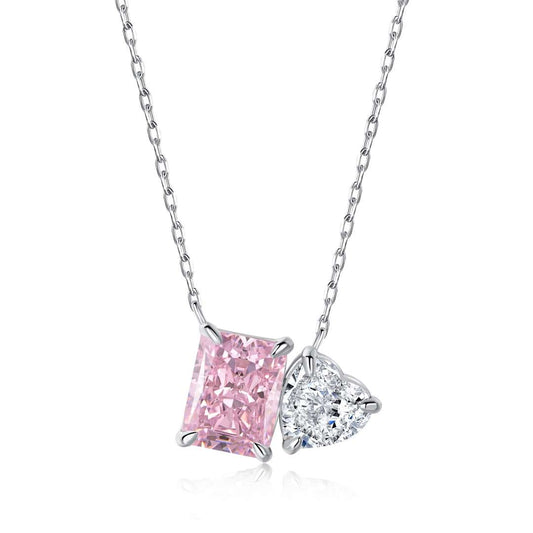 [Luxery Jewelry]Dazzling Square & Heart Shape Necklace