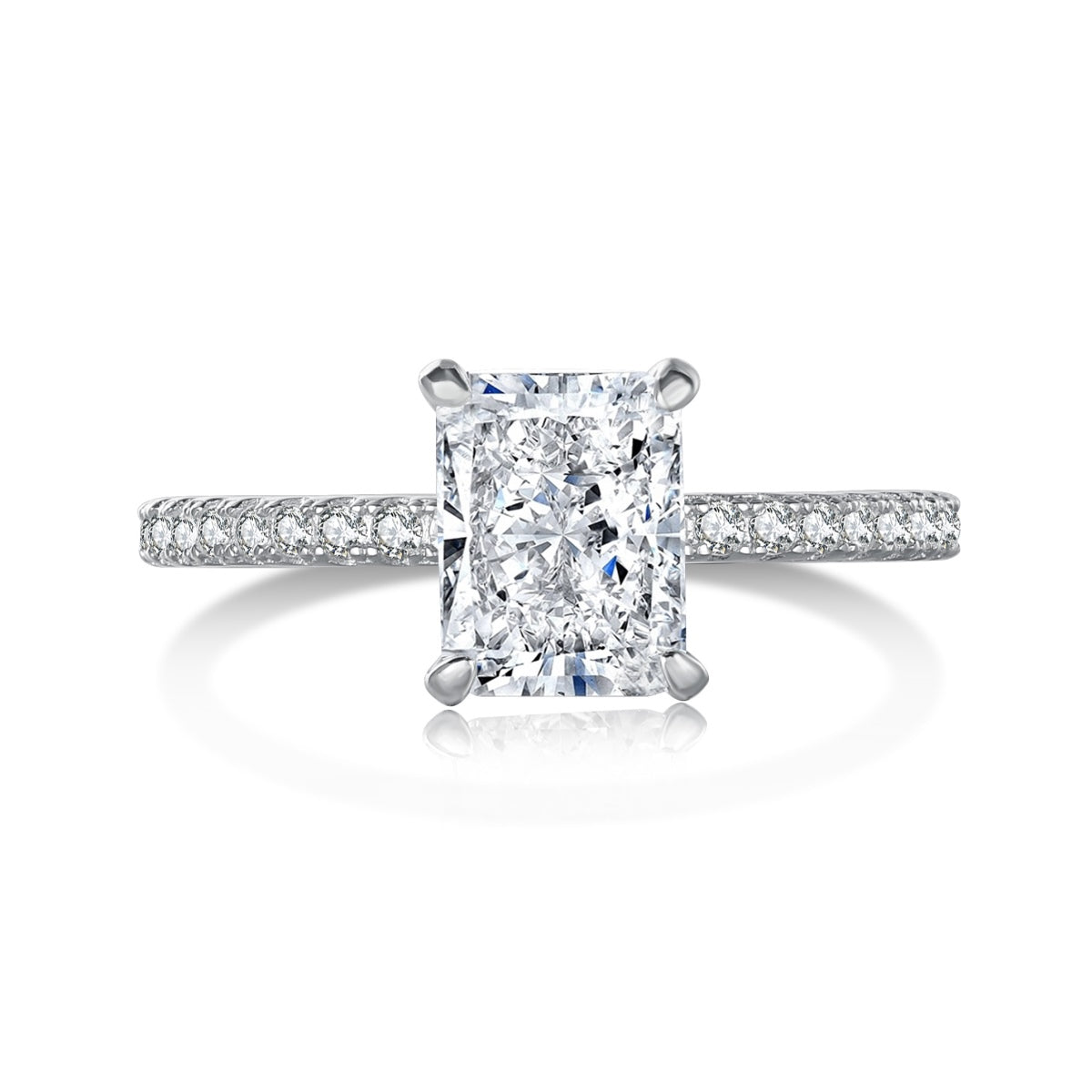 [Luxery Jewelry]2.0 Carat Dazzling Sparkling Radiant Cut Party Ring