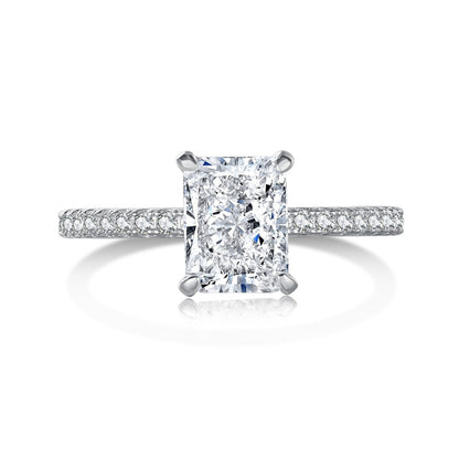 [Luxery Jewelry]2.0 Carat Dazzling Sparkling Radiant Cut Party Ring