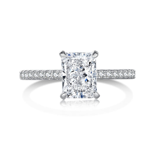 [Luxery Jewelry]2.0 Carat Dazzling Sparkling Radiant Cut Party Ring