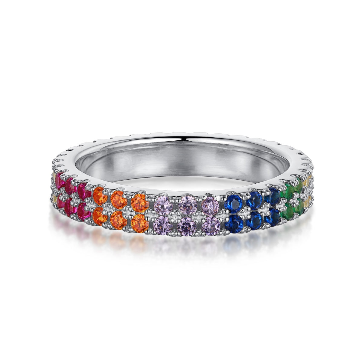 [Luxery Jewelry]Unique Colorful Round Cut Tennis Ring