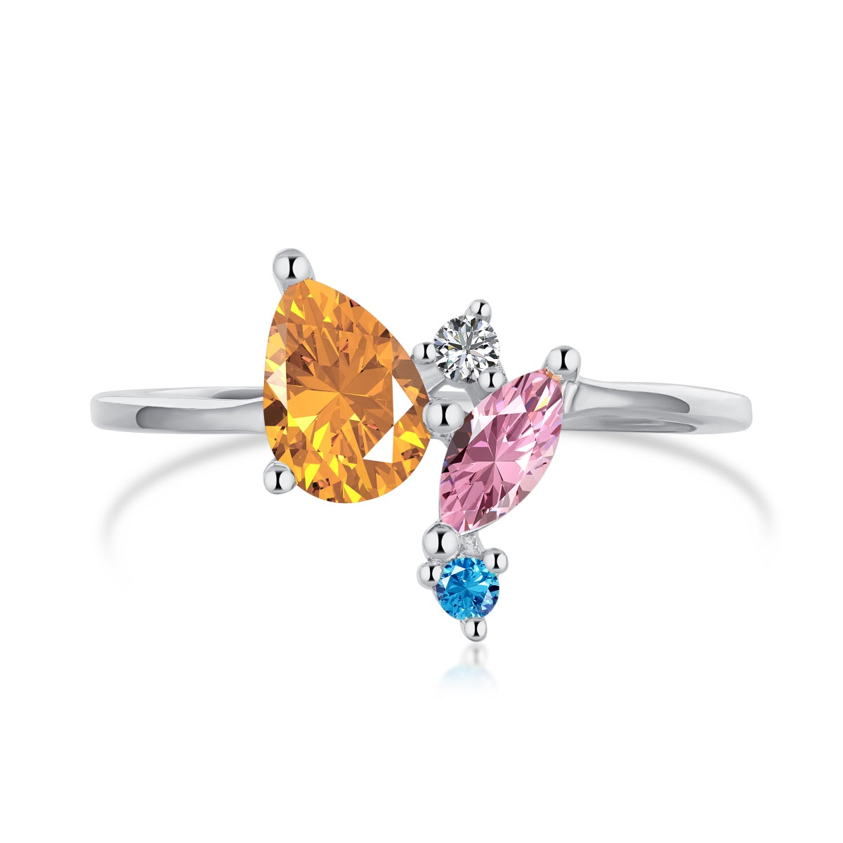 [Luxery Jewelry]Radiant Colorful Multi Cut Daily Ring
