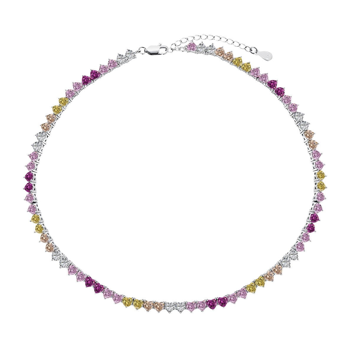 [Luxery Jewelry]Sparkling Colorful Full Heart Tennis Necklace