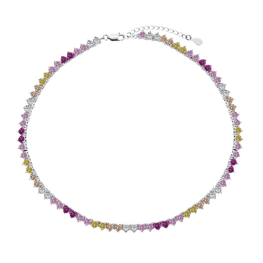 [Luxery Jewelry]Sparkling Colorful Full Heart Tennis Necklace