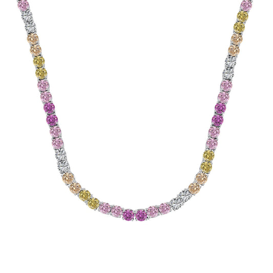 [Luxery Jewelry]Delicate Colorful Tennis Necklace