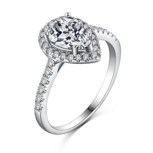 [Luxery Jewelry]1.0 Carat Luxurious Resplendent Water Drop Shape Wedding Ring