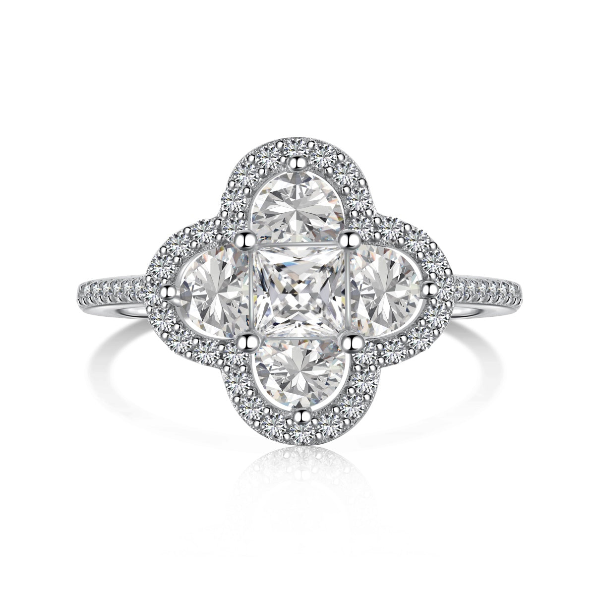 [Luxery Jewelry]Luxurious Eternity Flower Shape Banquet Ring