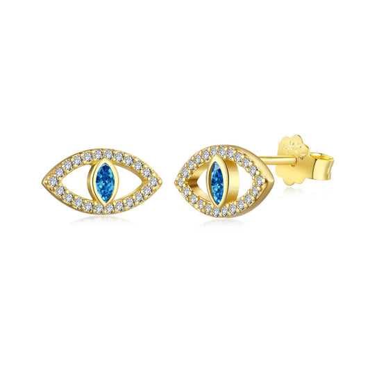 [Luxery Jewelry]Blue Devil Eyes Hollow Stud Earrings