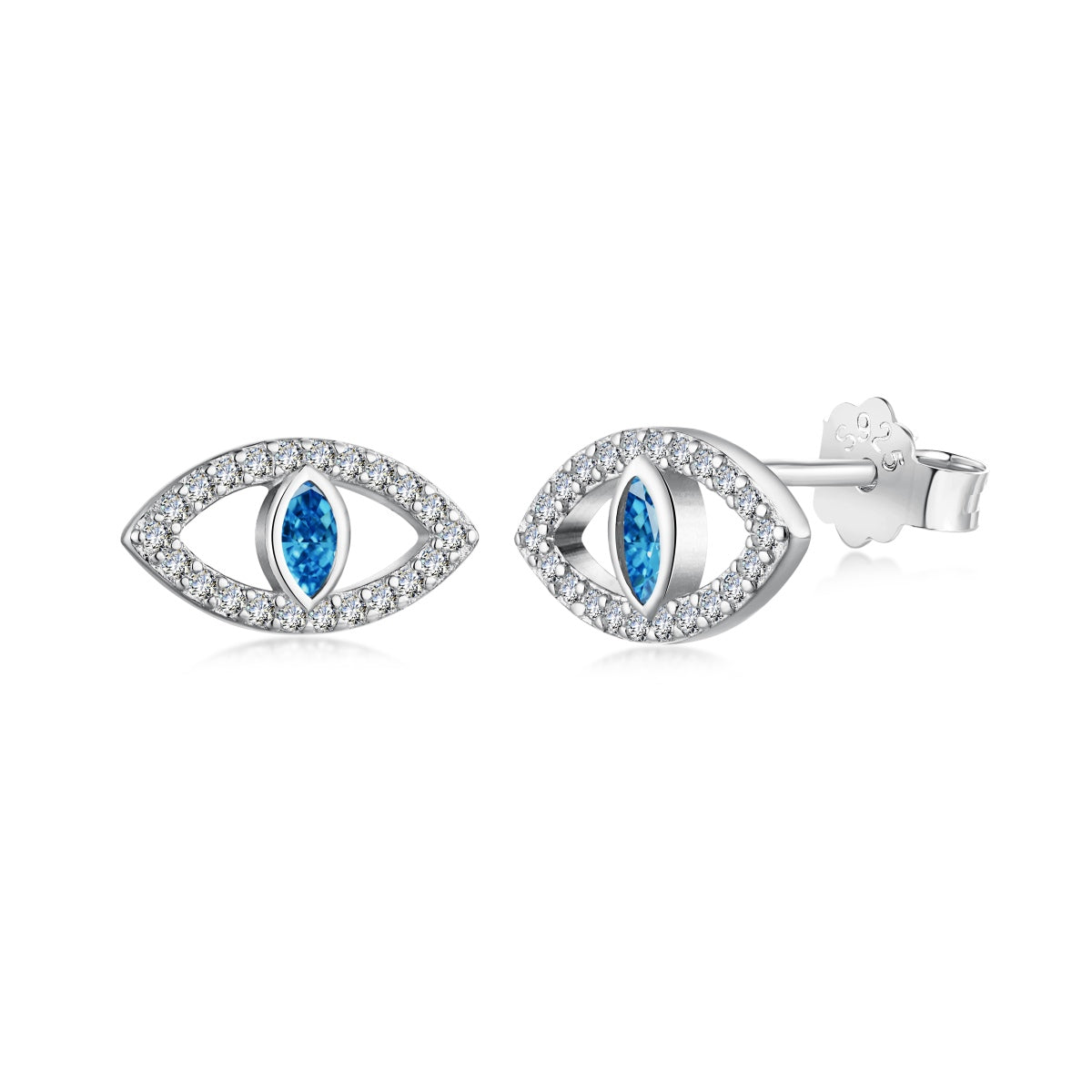 [Luxery Jewelry]Blue Devil Eyes Hollow Stud Earrings