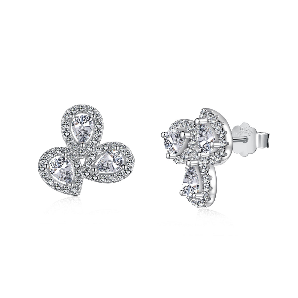 [Luxery Jewelry]Ornate Flower Shape Pear Cut Lover Earrings