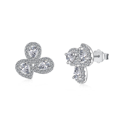 [Luxery Jewelry]Ornate Flower Shape Pear Cut Lover Earrings