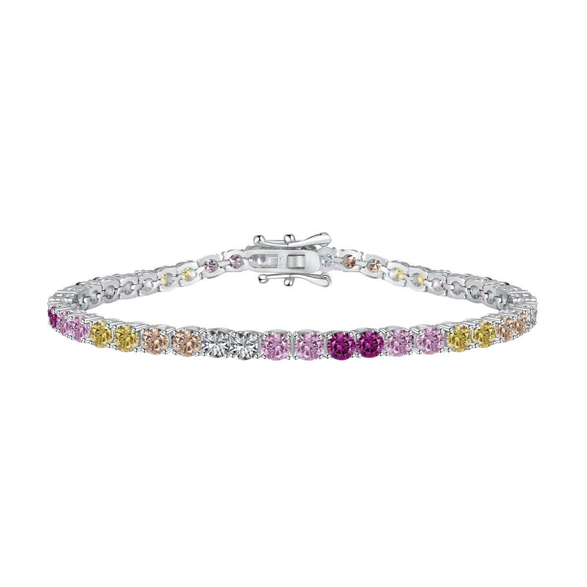 [Luxery Jewelry]Radiant Colorful Round Cut Tennis Bracelet