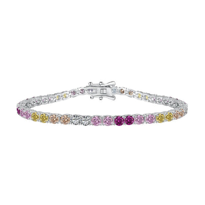[Luxery Jewelry]Radiant Colorful Round Cut Tennis Bracelet