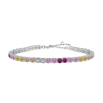 [Luxery Jewelry]Radiant Colorful Round Cut Tennis Bracelet