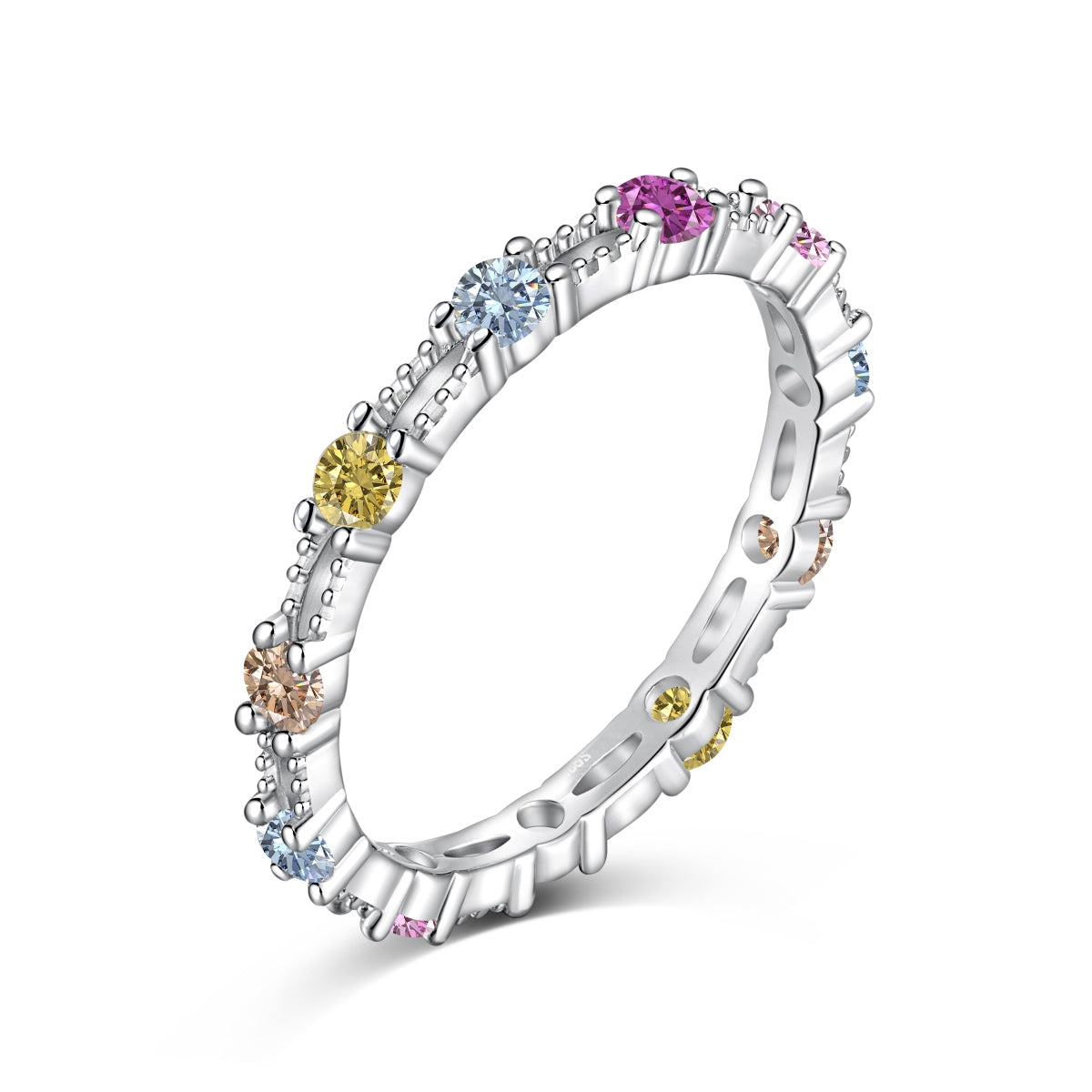 [Luxery Jewelry]Sparkling Colorful Round Cut Tennis Ring