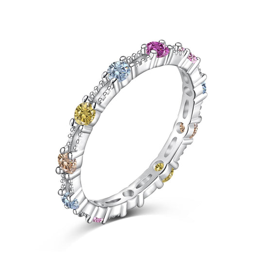 [Luxery Jewelry]Sparkling Colorful Round Cut Tennis Ring