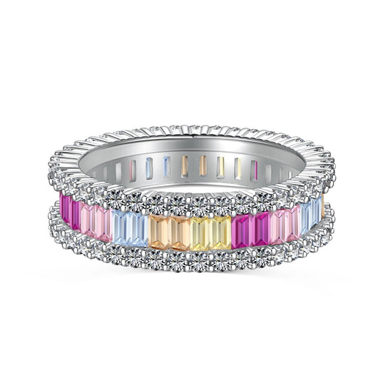 [Luxery Jewelry]Dainty Kaleidoscopic Emerald Cut Daily Ring