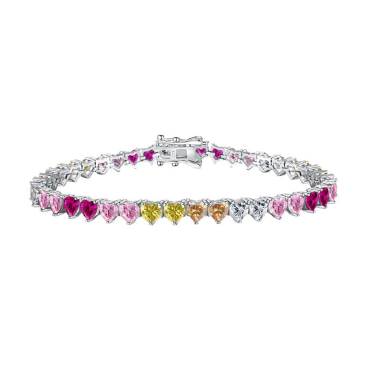 [Luxery Jewelry]Luxurious Colorful Romantic Heart Shape Lover Bracelet