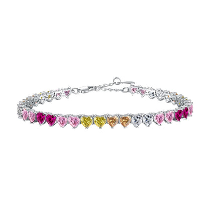 [Luxery Jewelry]Luxurious Colorful Romantic Heart Shape Lover Bracelet