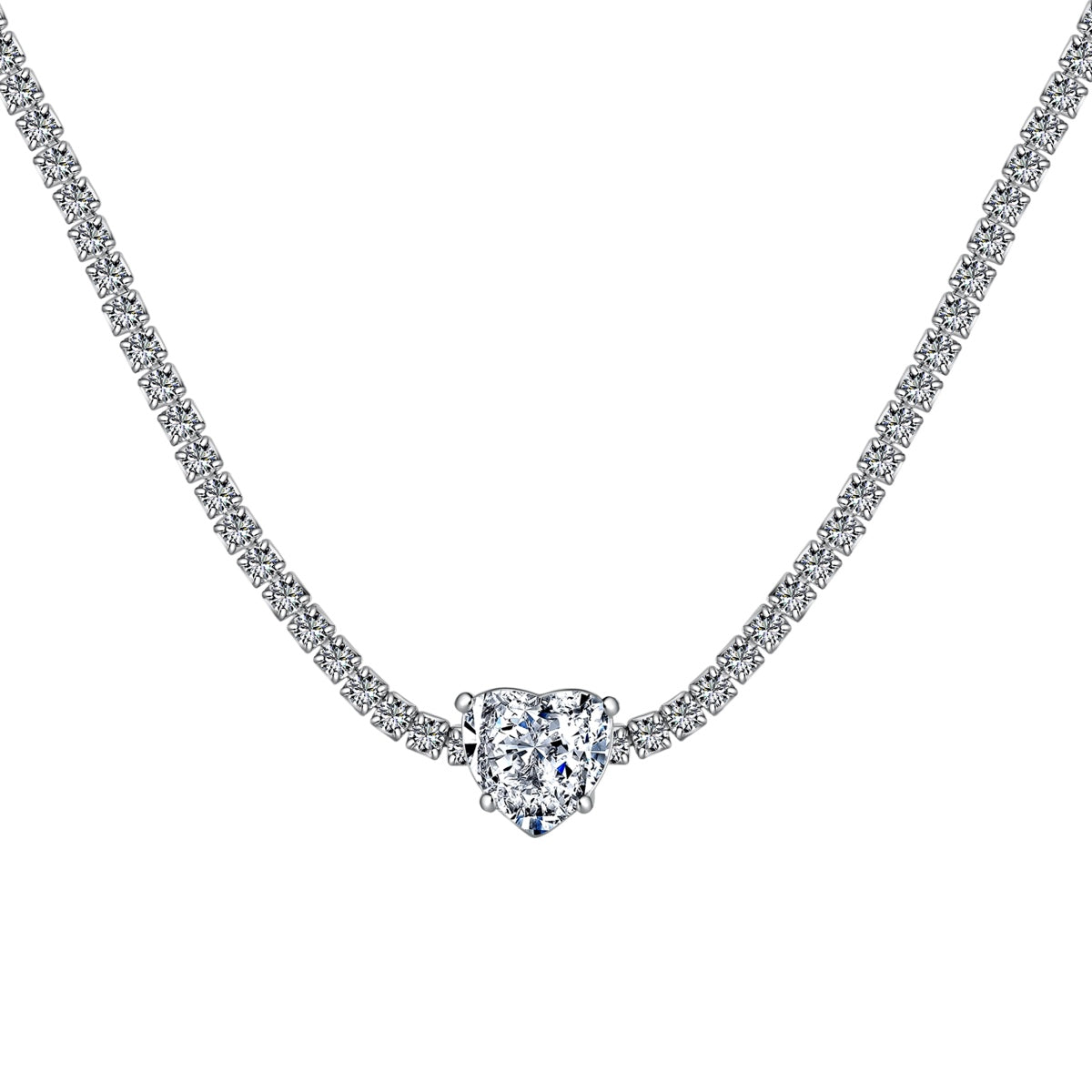 [Luxery Jewelry]2.0 Carat Sparkling Tennis Heart Cut Necklace