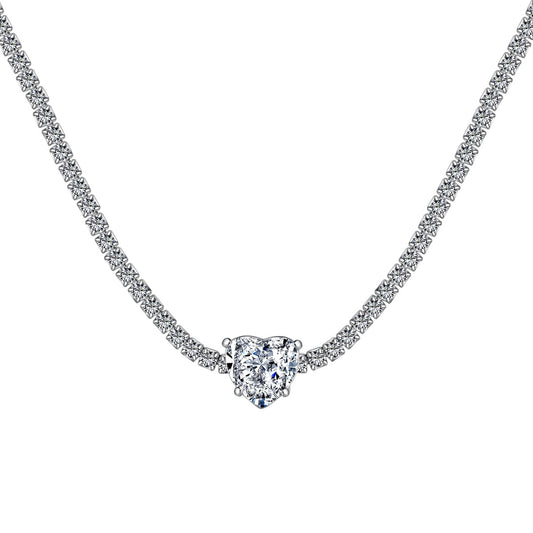 [Luxery Jewelry]2.0 Carat Sparkling Tennis Heart Cut Necklace