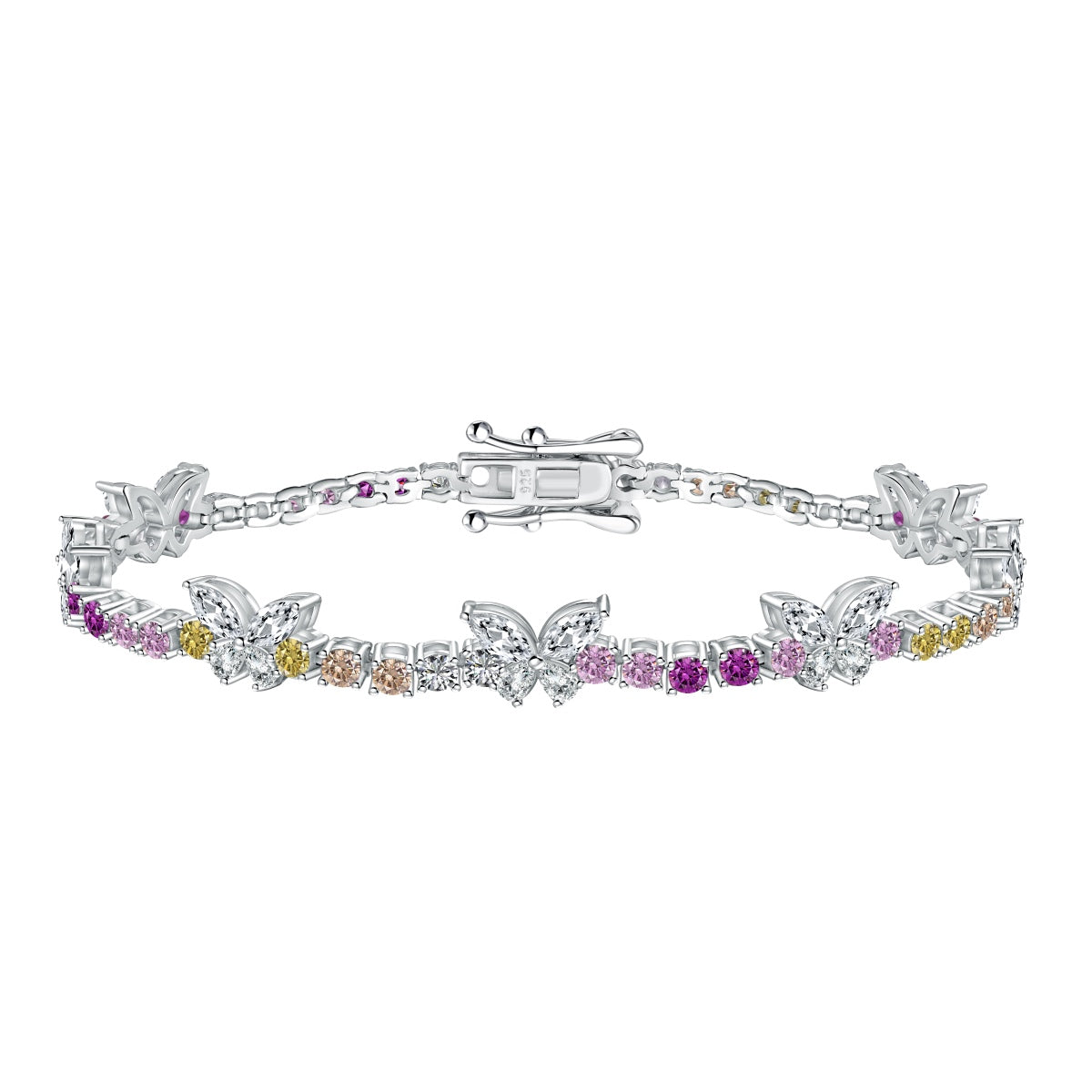 [Luxery Jewelry]Ornate Colorful Butterfly Shape Round Cut Daily Bracelet
