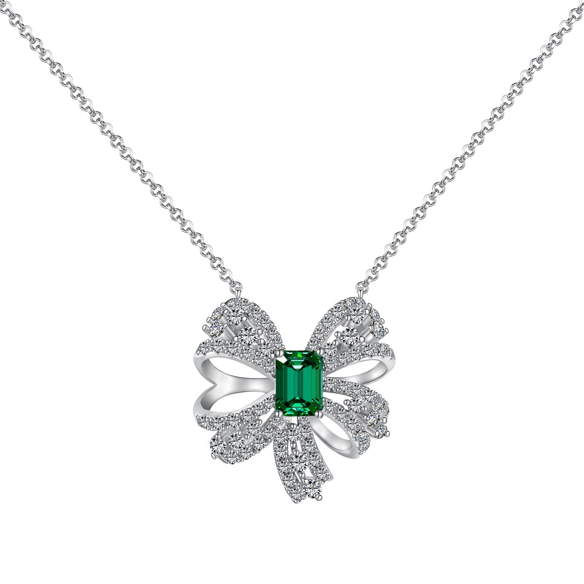 [Luxery Jewelry]Luxurious Flower Shape Emerald Cut Necklace