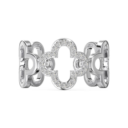 [Luxery Jewelry]Hollow Design Four-Leaf Clover Flower Shape Ring