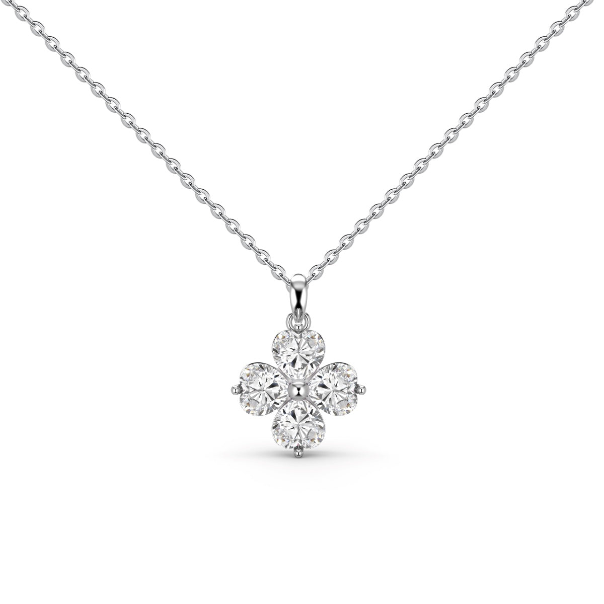 [Luxery Jewelry]Heart-Shaped Four-Leaf Clover Bead Necklace