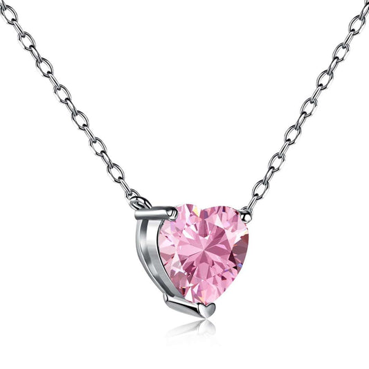 [Luxery Jewelry]Heart Shape Main Stone Pendant Collarbone Necklace