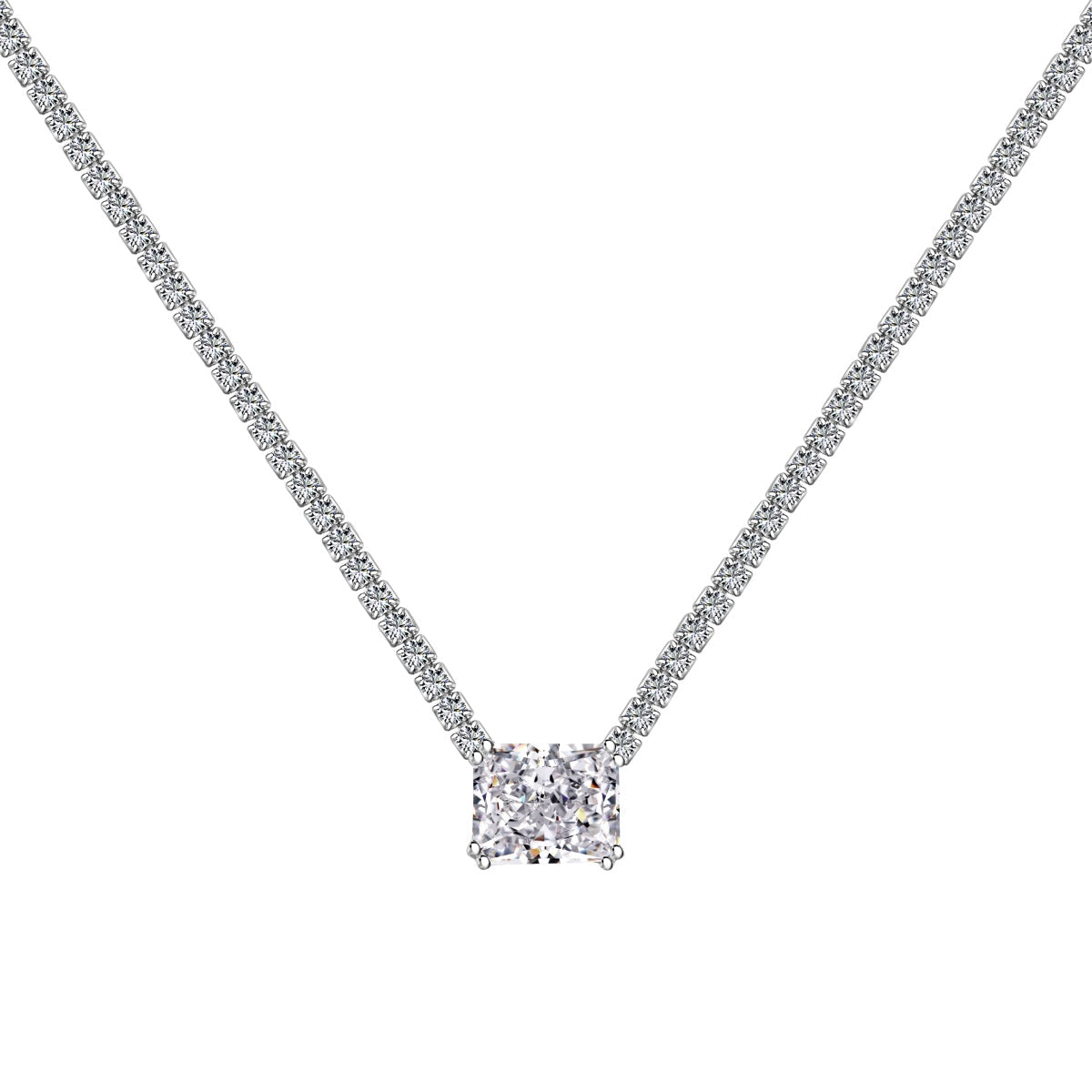 [Luxery Jewelry]4.0 Carat Elegant Radiant Cut Necklace