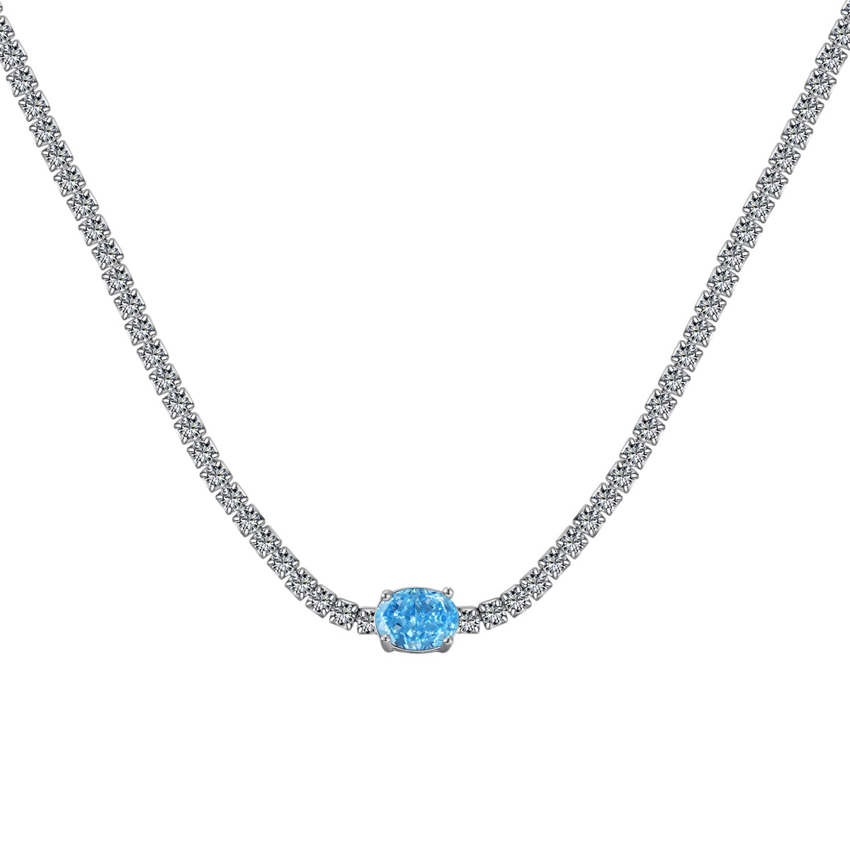 [Luxery Jewelry]1.0 Carat Shining Oval Cut Necklace