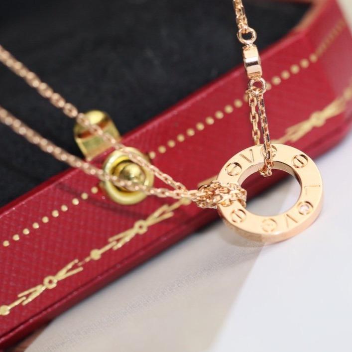 [⭐Luxery]LOVE NECKLACE ADJUSTABLE ROSE GOLD 2 DIAMOND