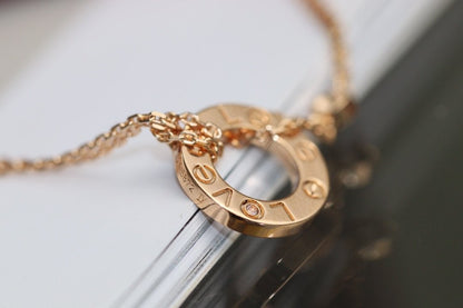 [⭐Luxery]LOVE NECKLACE ADJUSTABLE ROSE GOLD 2 DIAMOND