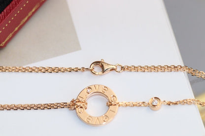 [⭐Luxery]LOVE NECKLACE ADJUSTABLE ROSE GOLD 2 DIAMOND