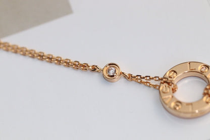 [⭐Luxery]LOVE NECKLACE ADJUSTABLE ROSE GOLD 2 DIAMOND