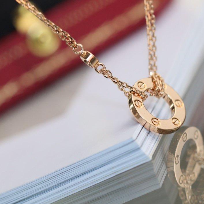 [⭐Luxery]LOVE NECKLACE ADJUSTABLE ROSE GOLD 2 DIAMOND