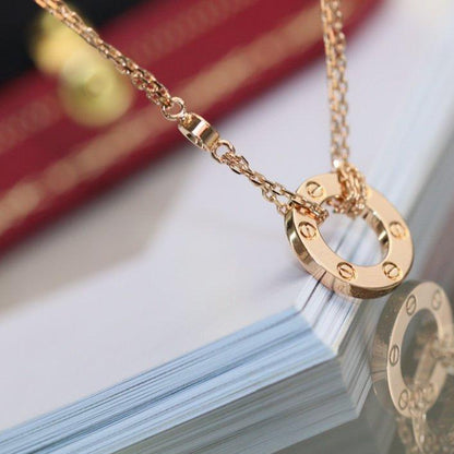 [⭐Luxery]LOVE NECKLACE ADJUSTABLE ROSE GOLD 2 DIAMOND