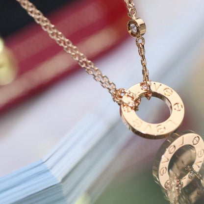 [⭐Luxery]LOVE NECKLACE ADJUSTABLE ROSE GOLD 2 DIAMOND