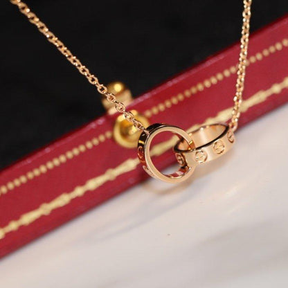 [⭐Luxery]LOVE NECKLACE PINK GOLD AND SILVER