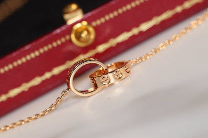 [⭐Luxery]LOVE NECKLACE PINK GOLD AND SILVER
