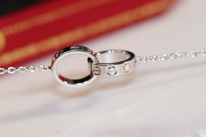 [⭐Luxery]LOVE NECKLACE PINK GOLD AND SILVER