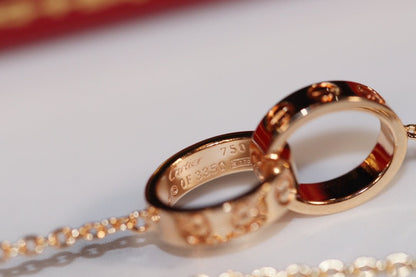 [⭐Luxery]LOVE NECKLACE PINK GOLD AND SILVER