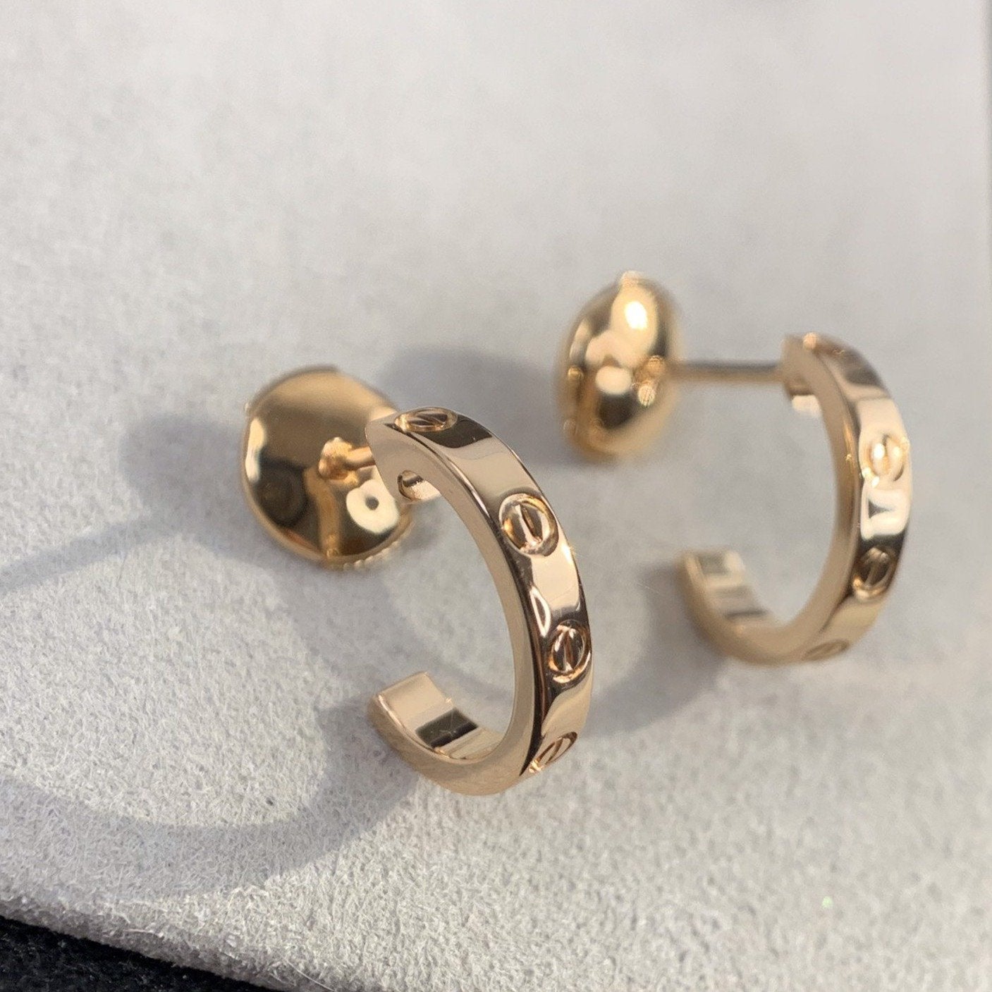 [⭐Luxery]LOVE EARRINGS 2.65MM PINK GOLD