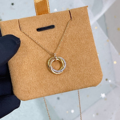 [⭐Luxery]TRINITY NECKLACE SILVER GOLD PINK GOLD DIAMONDS