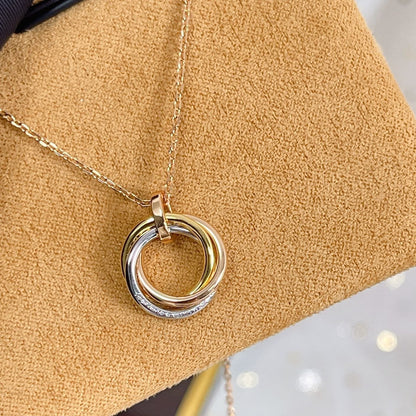 [⭐Luxery]TRINITY NECKLACE SILVER GOLD PINK GOLD DIAMONDS