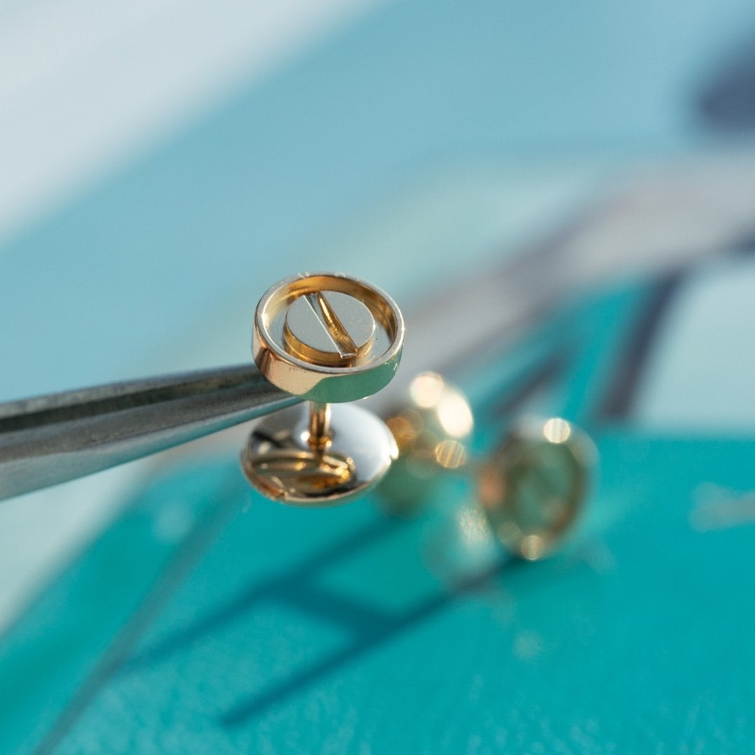 [⭐Luxery]LOVE EARRINGS PINK GOLD 10MM