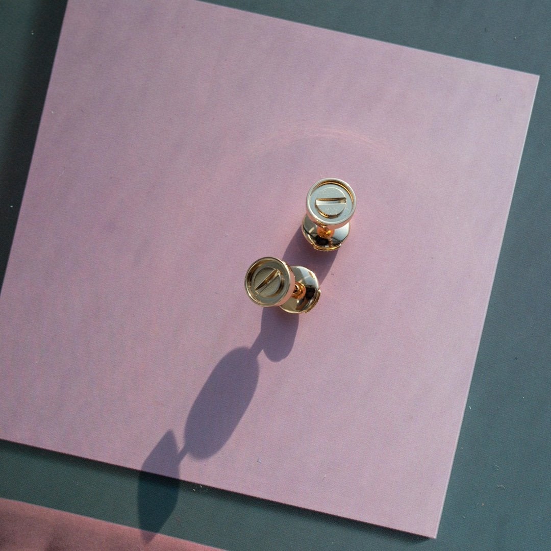 [⭐Luxery]LOVE EARRINGS PINK GOLD 10MM